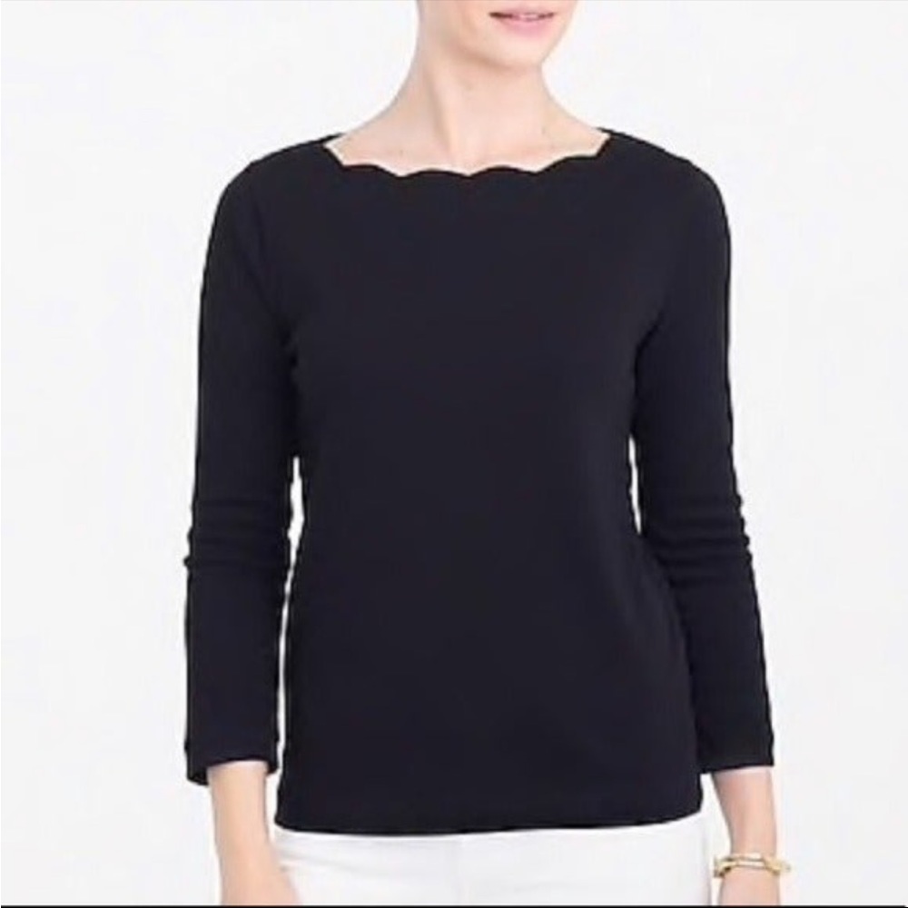 J Crew light MINT scalloped 3/4 length shirt